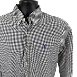 Polo Ralph Lauren Mens Custom Fit Gingham Check Shirt Black White 15.5 32/33